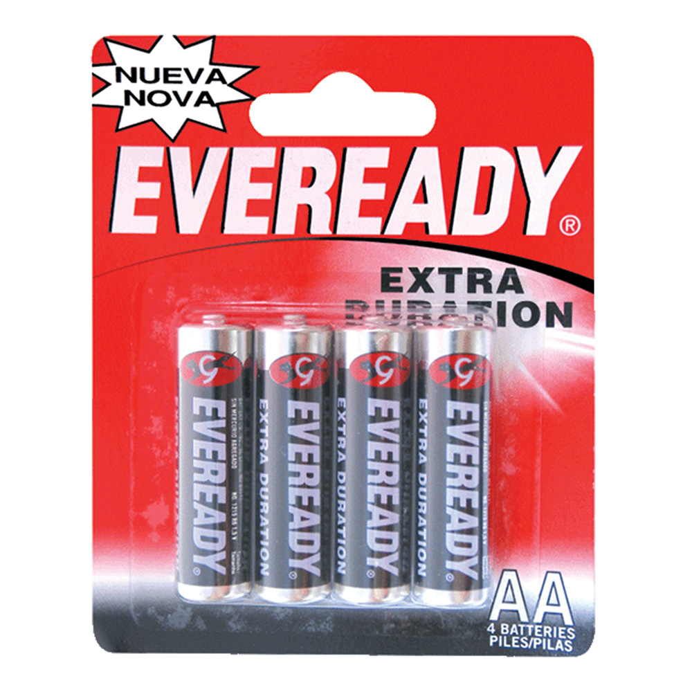 Pila Zinc-Carbón marca Eveready® AA con 4 piezas