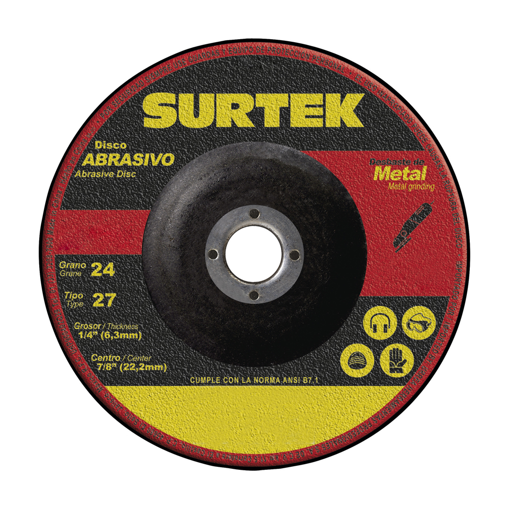 Disco abrasivo tipo 27 para desbaste de metal 9x1/4"