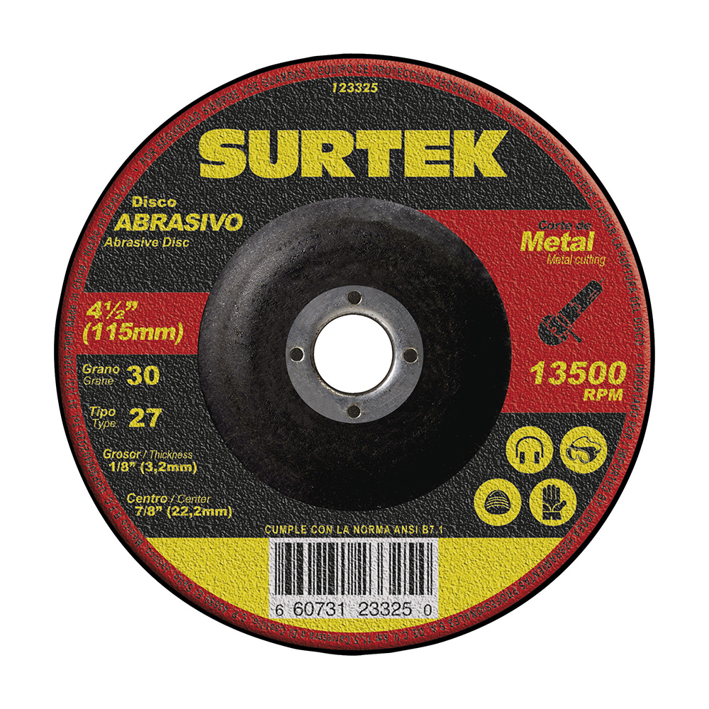 Disco abrasivo tipo 27 para corte de metal 4-1/2x1/8"