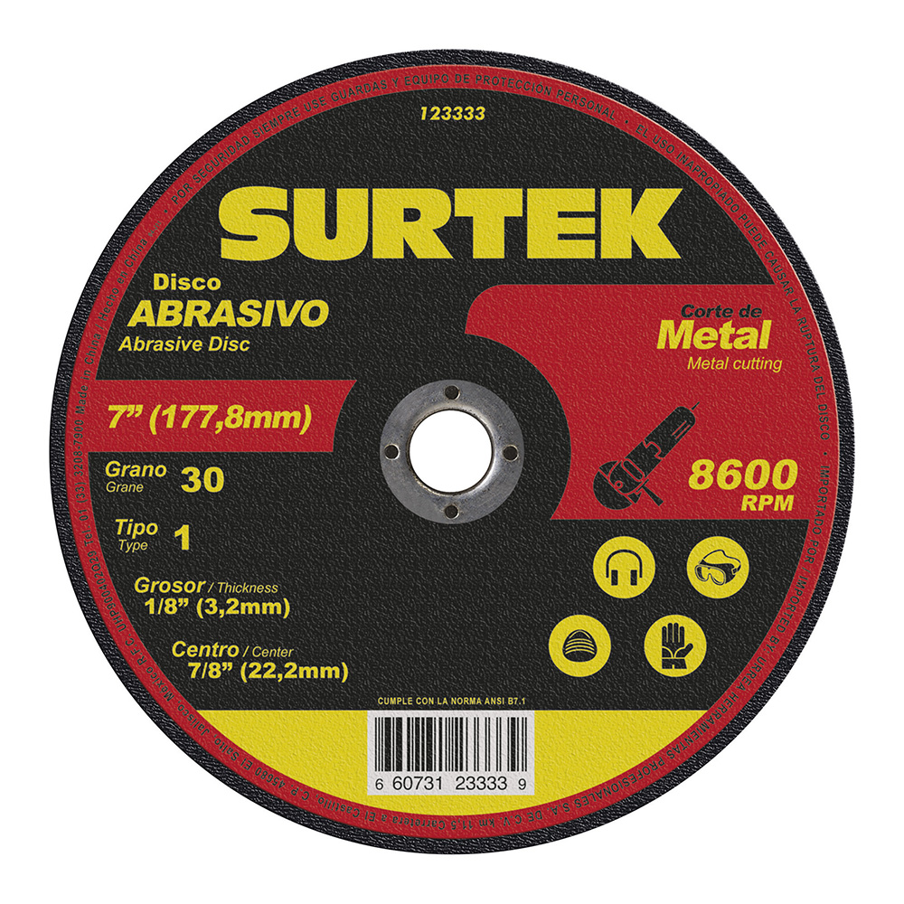 Disco abrasivo tipo 1 para corte de metal 7x1/8" - Ferrecompras 