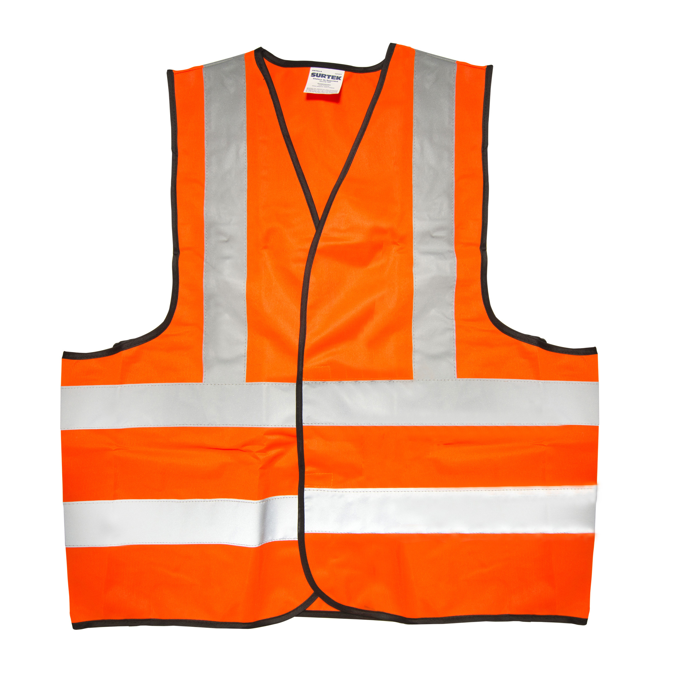 Chaleco de seguridad tela naranja con cintas reflejantes