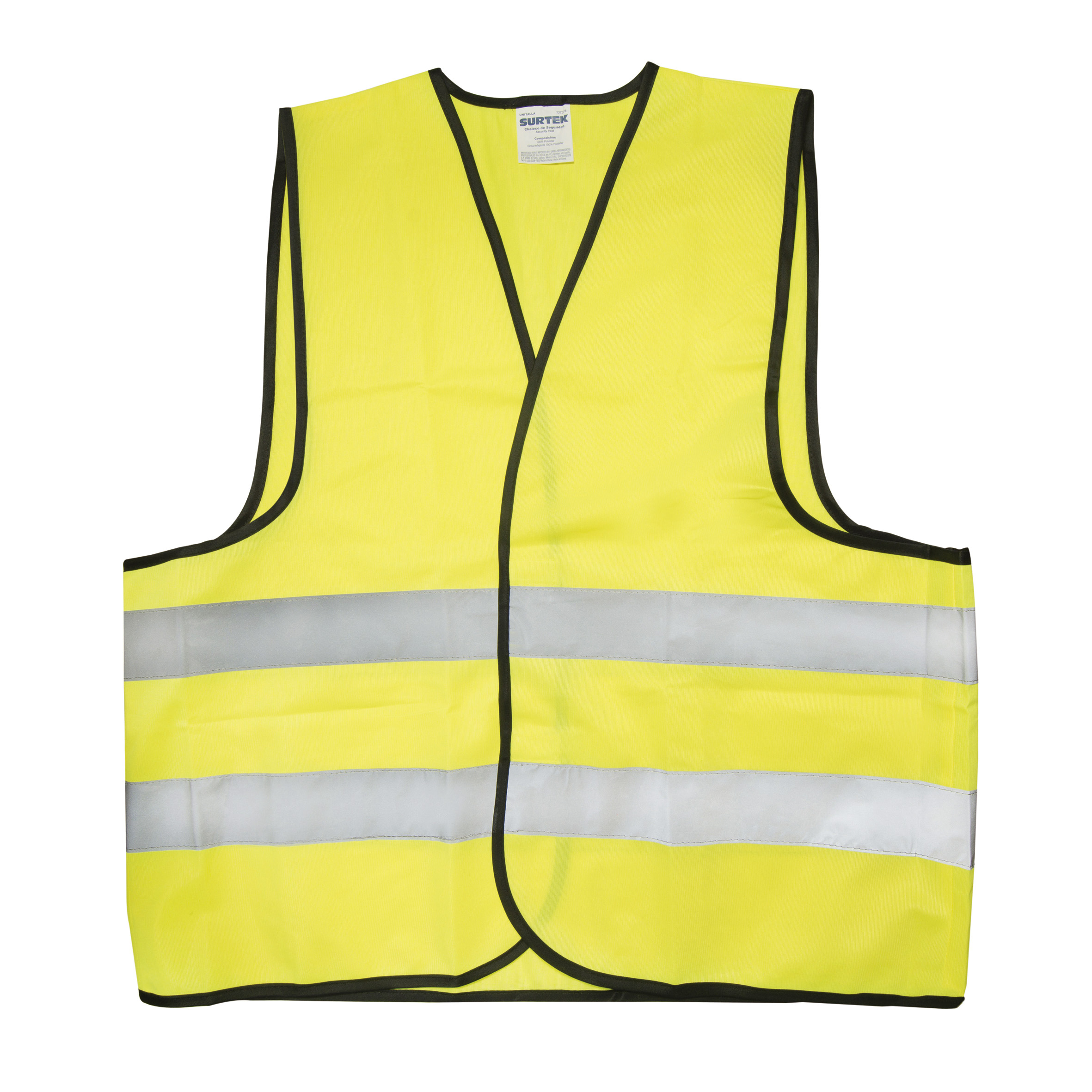 Chaleco de seguridad tela amarillo con cintas reflejantes
