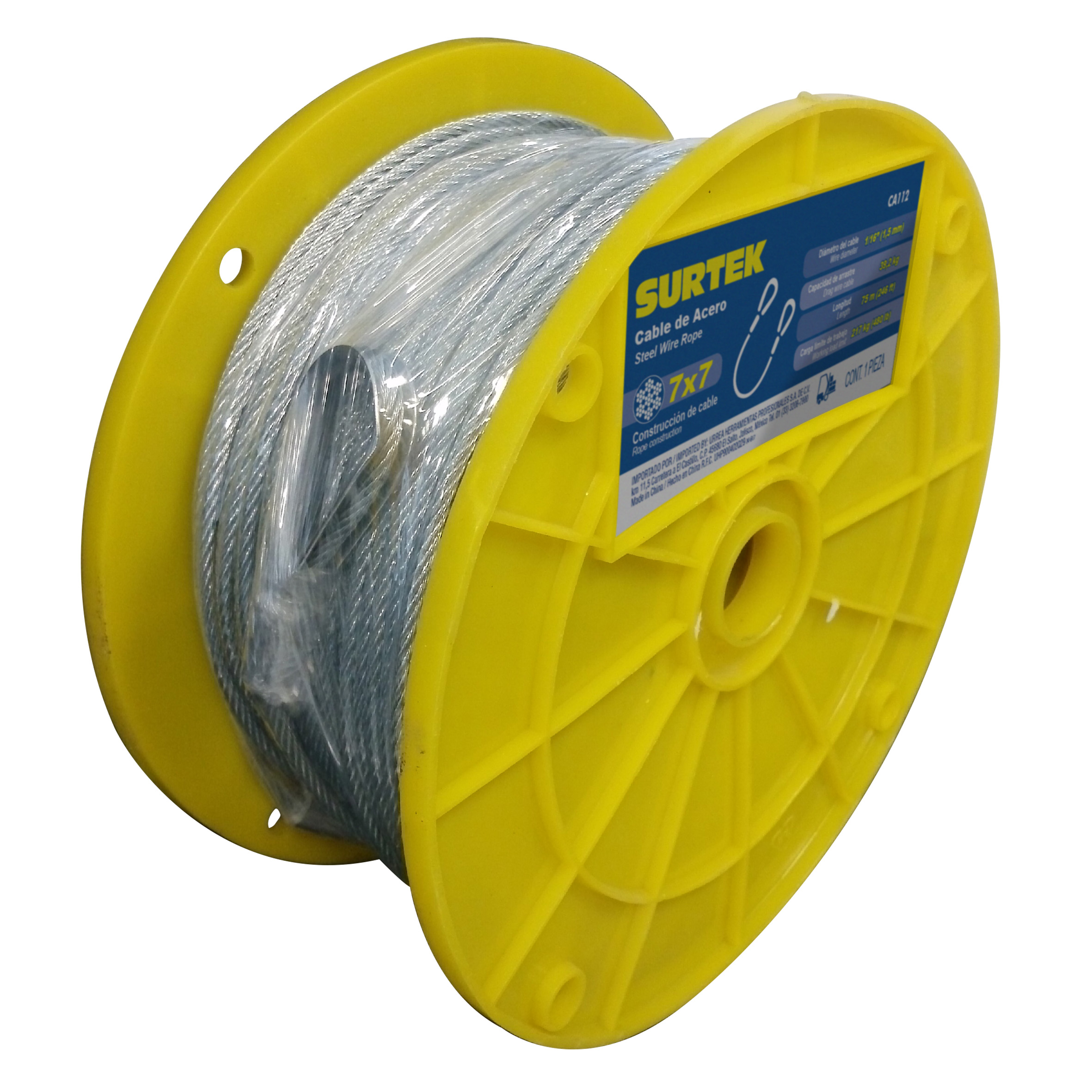 Cable de acero 7x7 1/16"x75m