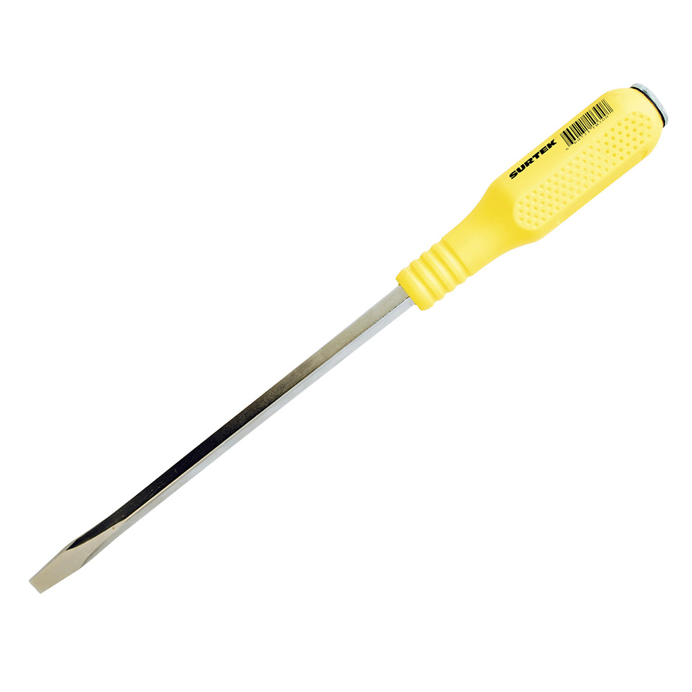 Destornillador amarillo de golpe barra cuadrada punta plana 3/16 x 3"