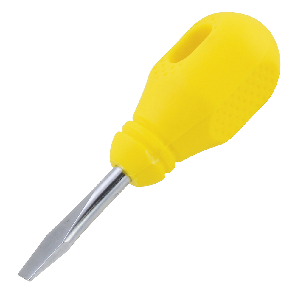 Destornillador amarillo trompo barra redonda punta plana 1/4" x 1-1/2"