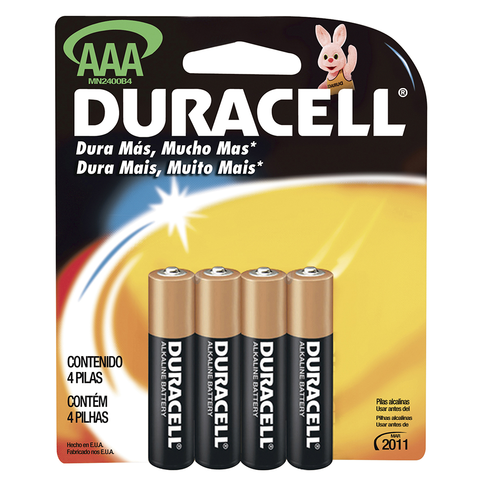 Pila alcalina marca Duracell® AAA con 4 piezas - Ferrecompras 