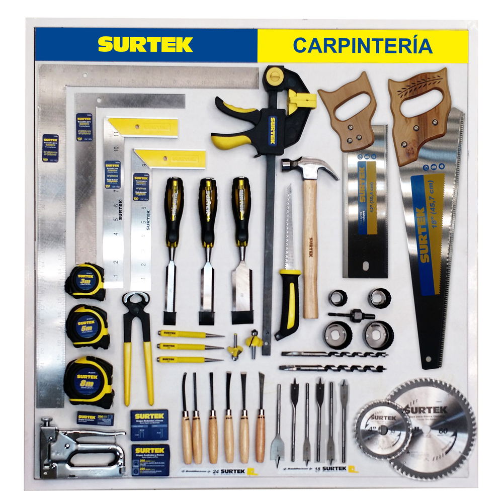 Tabla exhibidora de herramientas para carpintería - Ferrecompras 