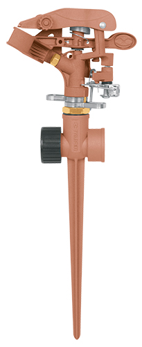 Aspersor metálico dos vías, estaca de 11'