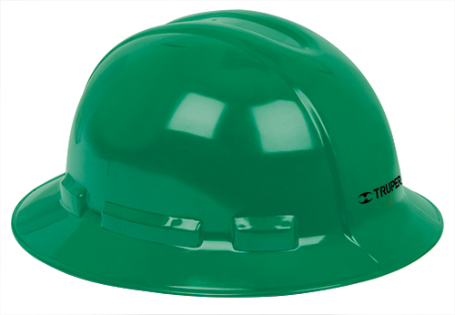 Casco de seguridad, verde, ala ancha