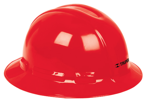 Casco de seguridad, rojo, ala ancha