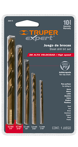 Juego de brocas de alta velocidad, 5 piezas