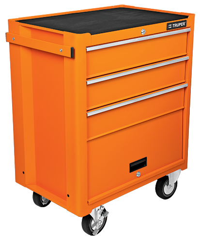 Gabinete metálico móvil, 4 cajones, capacidad 90 kg.
