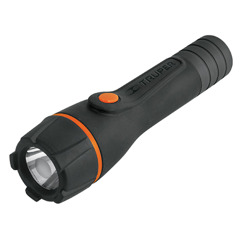 Linterna plástica, LED, luz directa, 2 pilas AA, 80 Lm