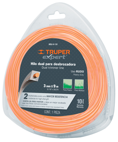 Hilo para desbrozadora dual, en blister, 9 m, 0.118'