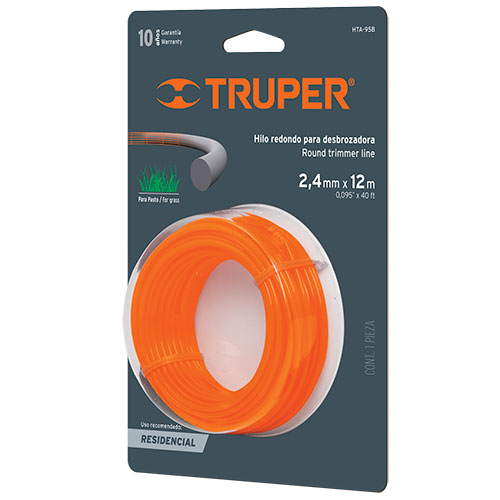 Hilo redondo para desbrozadora, 12 m largo, 2.4 mm, blister