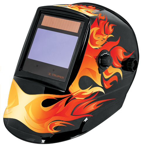 Careta electrónica para soldar, modelo flamas