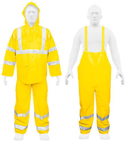 Conjunto impermeable c/reflejante, amarillo, talla G, PVC - Ferrecompras 