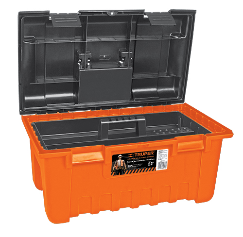 Caja para herramienta, amplia de 22', color naranja - Ferrecompras 