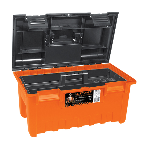 Caja para herramienta, amplia de 19', color naranja - Ferrecompras 