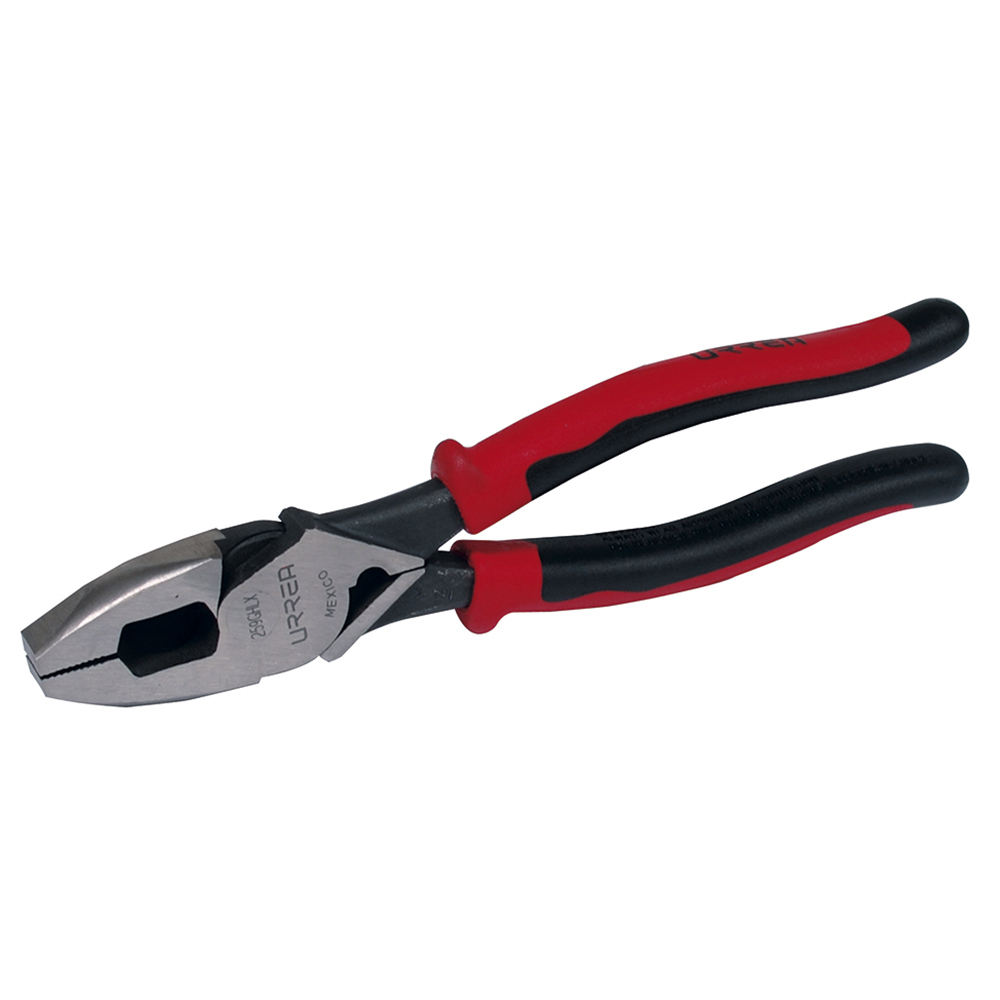 Pinza bimaterial para electricista, corte lateral con ponchacable 9"