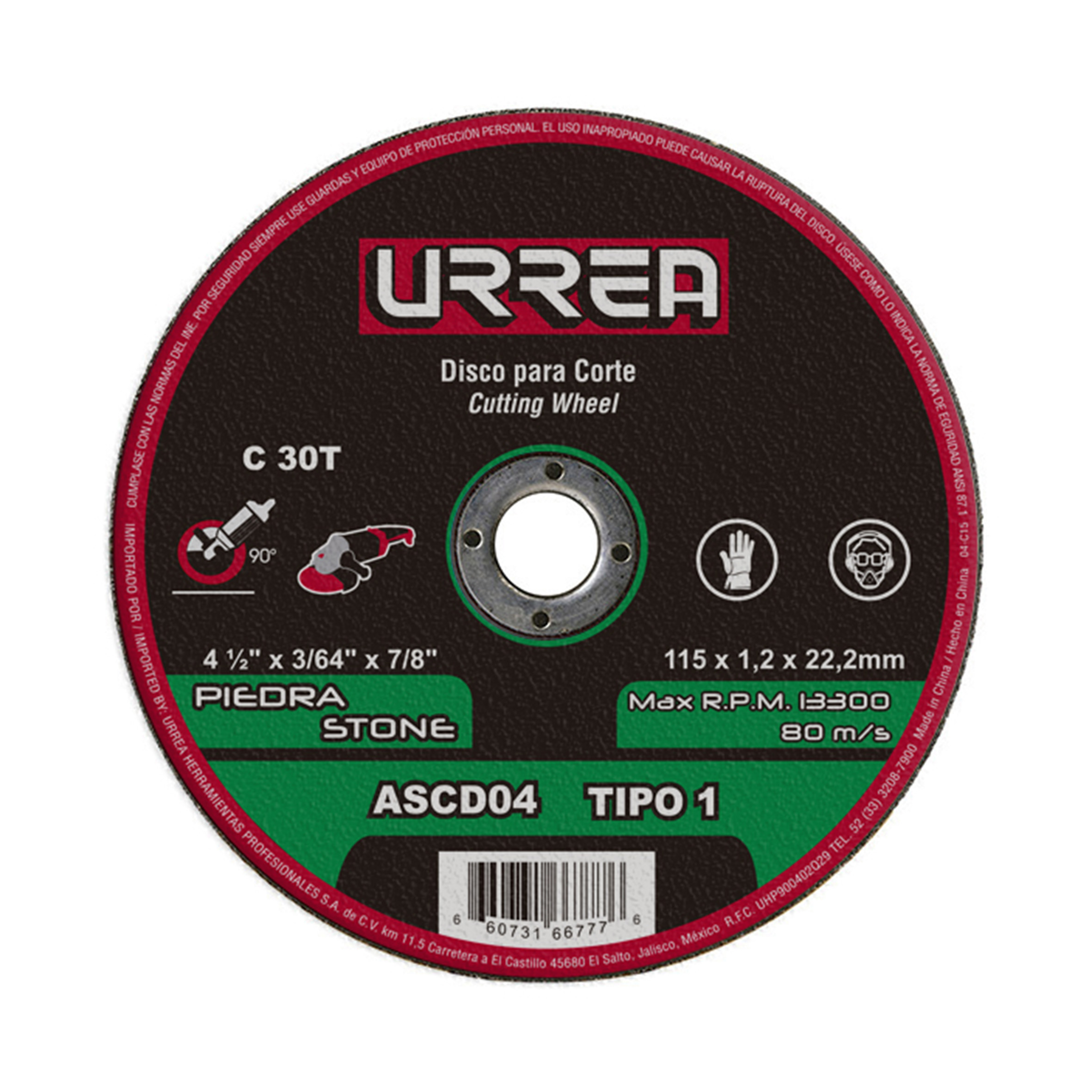 Disco abrasivo tipo 1 para piedra 4-1/2" x 3/64 uso general - Ferrecompras 