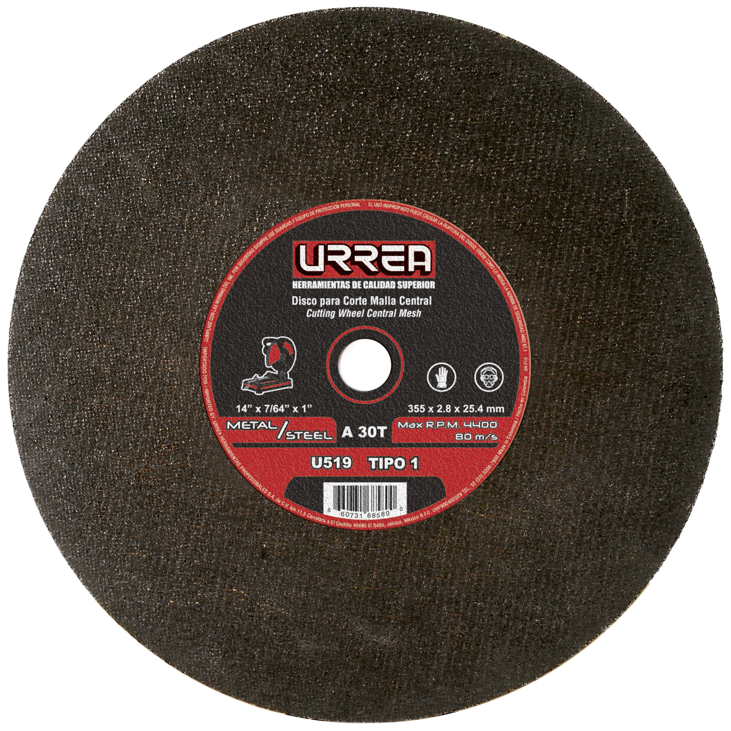 Disco abrasivo tipo 1 para metal 14 x 7/64" uso extra pesado - Ferrecompras 